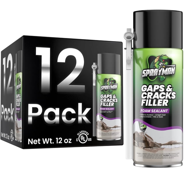 Spray de relleno de espuma SPRAYMAN Gaps & Cracks, 355 ml (12 oz), paquete de 12