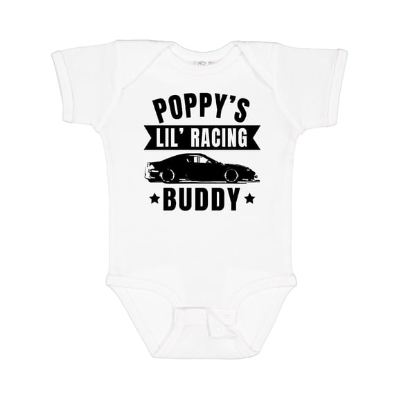 Inktastic Poppy's Lil' Racing Buddy with Car Silhouette Boys or Girls Baby Bodysuit