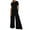 Black, variant on UAMVSH Rompers for Women Short Sleeve Button down Jumpsuit with Pockets Dressy Summer Wide Leg Long Overalls Clothes