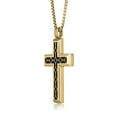 thumbnail image 2 of Gold Ion Plated Stainless Steel Fancy Pattern Cross Pendant - 24 Inch Round Box Chain, 2 of 6