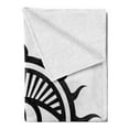 thumbnail image 2 of Occult Soft Flannel Fleece Throw Blanket, Third Eye in Sun Circle Pattern the Locus of Force Artwork Print Image, Cozy Plush for Indoor and Outdoor Use, 50" x 60", Black and White, by Ambesonne, 2 of 5