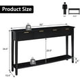 thumbnail image 3 of Kinbor Long Console Table, 2-Tier Narrow Sofa Table with Open Shelf & 4 Drawers, Modern Entryway Table, Black, 3 of 9