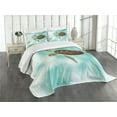 thumbnail image 3 of Ambesonne Sea Quilted Bedspread Set 3 Pcs, Endangered Turtle, Queen Size, Pale Coffee Seafoam, 3 of 5