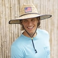 thumbnail image 2 of Panama Jack Straw Men's Sun Hat - Fish Flag Lifeguard, Adjustable Chin Cord, Inner Elasticized Sweatband, 5 1/4" Big Brim (Red, Small/Medium), 2 of 5