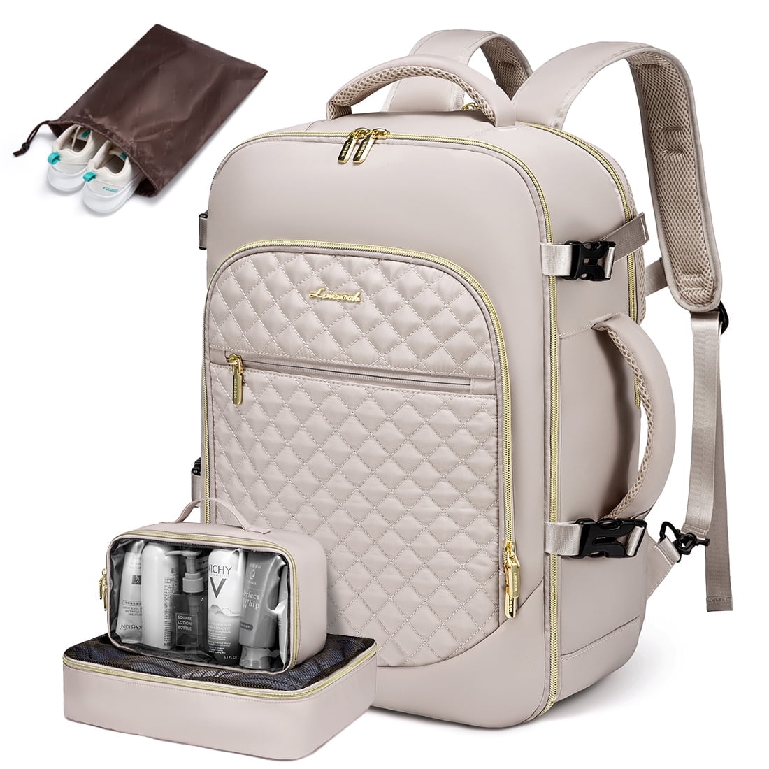 Lovevook Women's Waterproof Fabric 17.3" Laptop Backpacks, Nude