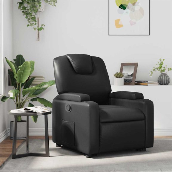 vidaXL Recliner Chair Black Faux leather Standard Adjustable Footrests