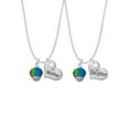 thumbnail image 1 of Delight Jewelry 12mm Faceted Hot Blue Glass Spinner Mother & Daughter Heart Necklaces (Set of 2), 19"+2", 1 of 4