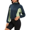 thumbnail image 4 of INSPIRE CHIC Onfers Women Half Zip Crop Sweatshirts Long Sleeve Oversized Pullover Sweaters Workout Fall Outfits with Pockets S Navy Blue Green, 4 of 5