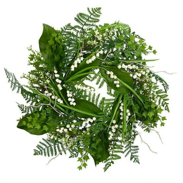 Vickerman FK190102 24 in. White Mini Flowers Greenery Wreath