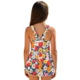 thumbnail image 2 of Xixirimido Rabbit Bunny Colorful Daisy Print Modest Girls’ Swimwear One Piece – Hawaiian Skirted Bathing Suit with Built-in Shorts, Sleeveless UPF 50+ Swimsuits, 6-7 Years, 2 of 7