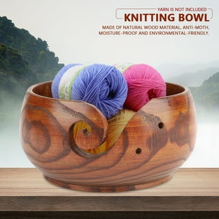Wooden Yarn Bowl,Yarn Bowls with Lid for Knitting Crochet Yarn Ball Holder  Handmade Yarn Storage Bowl,Dark Wood 