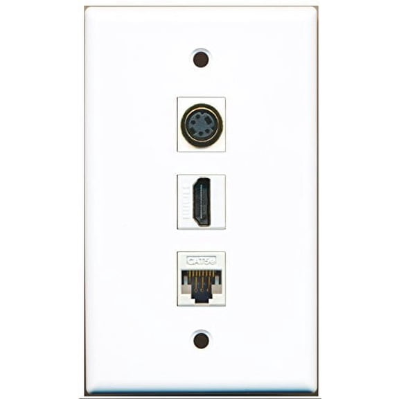 RiteAV - 1 Port HDMI 1 S-Video 1 Cat5e Ethernet White Wall Plate