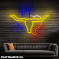 thumbnail image 2 of Craftnamesign Texas Map Longhorn Bull Neon Light For Living Room Store Wall Sign, 2 of 5