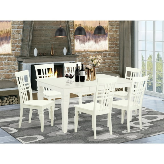 Modern Kitchen Dining Set - Table & 6 Chairs - Solid Wood - Rectangle Design