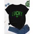 thumbnail image 2 of 1pc Printed with Green Lucky Clover, short-sleeved T-shirt with printed pattern elements, fashionablCamisetas de verano para mujer, manga corta, cuello redondo, casual, lindo, con gráficos, camisetas, 2 of 7