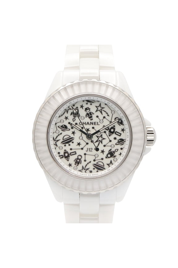 Pre-Owned Chanel J12 Cosmic Ceramic Watch for Women, White (H7990)