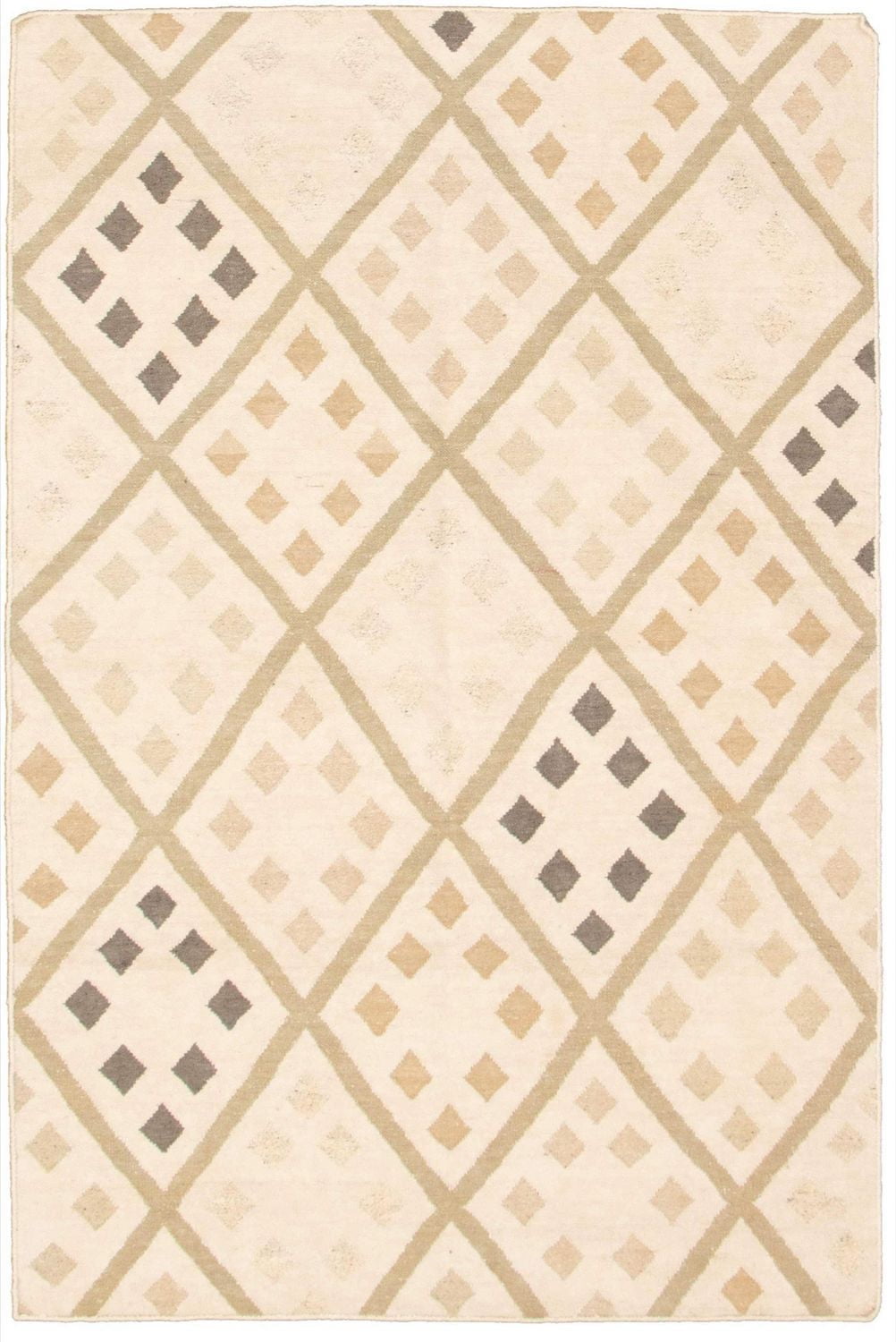 ECARPETGALLERY 5'0" x 7'8" Flat-weaves & Kilims Organica Hand Made Area Rug for Living Room, Dining Room and Bedroom in Ivory