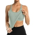 thumbnail image 4 of Attraco Women Solid Ribbed Workout Tank Tops Builting in Bra Tight Racerback Scoop Neck Sports Top, 4 of 7