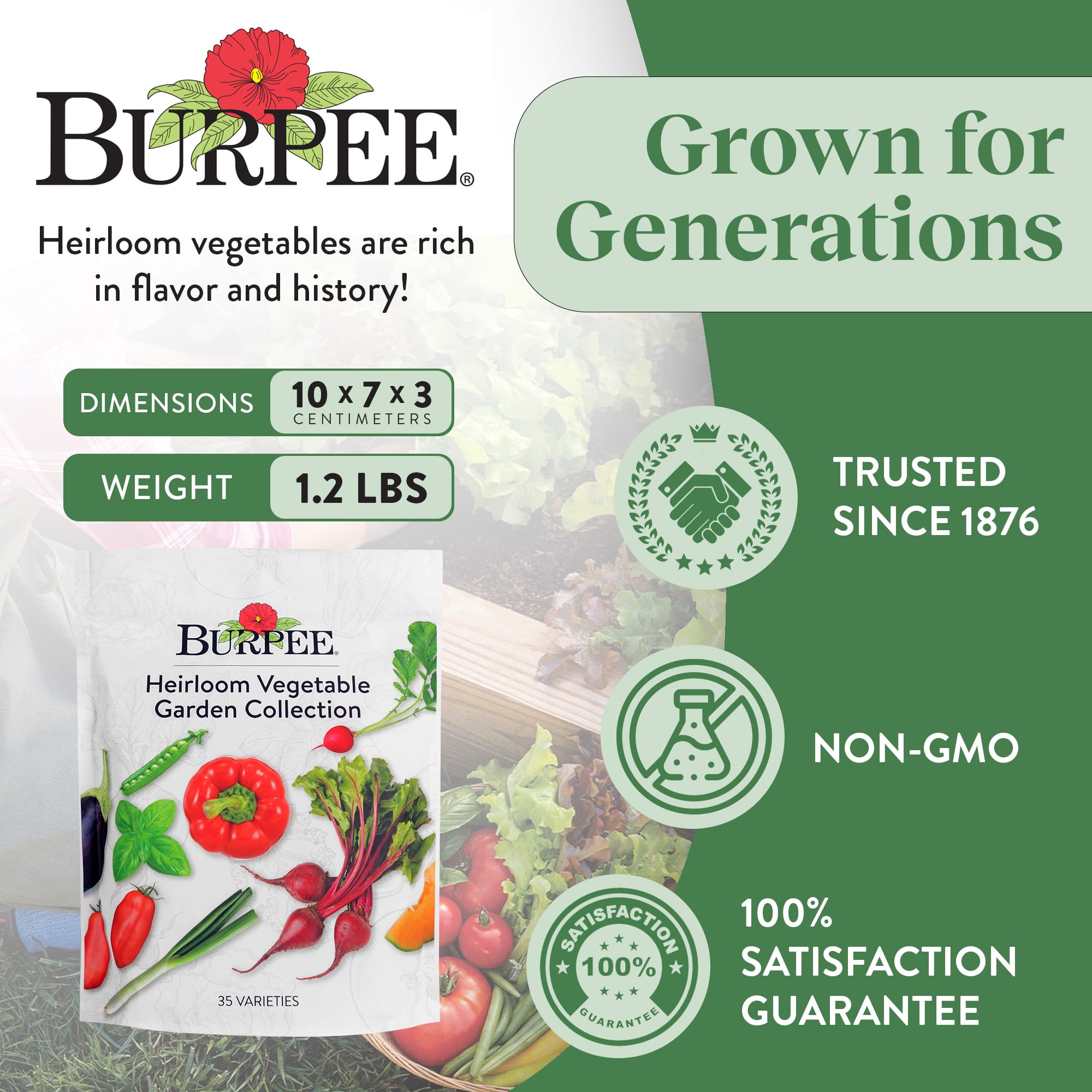 Burpee Heirloom Vegetable Plant Seeds (35 Variety Pack), Non-GMO, Annual Lifecycle, Full Sun