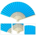thumbnail image 4 of Abanico Mano Plegable Bolsillo Papel Bambú DIY para Fiesta Boda (lago) Azul, 4 of 5