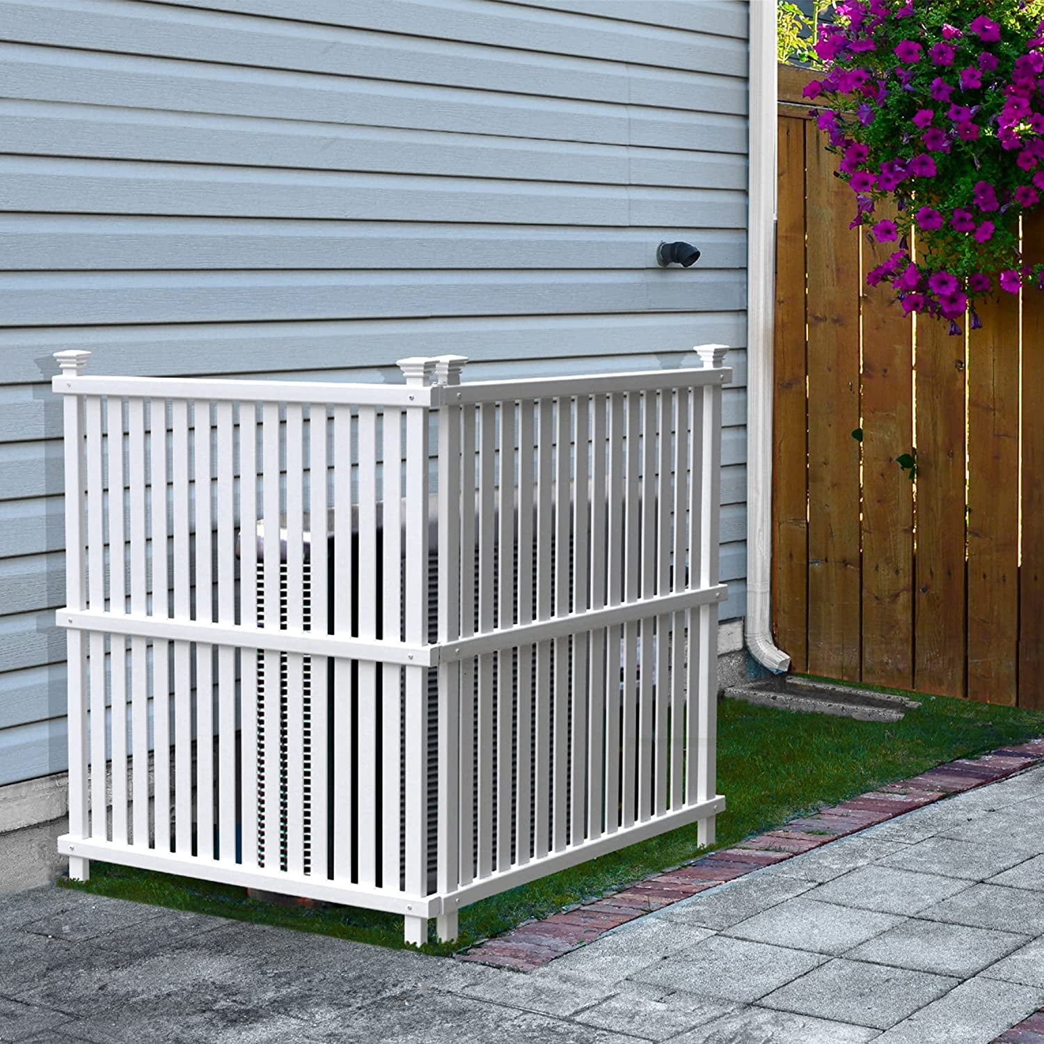 45.5in H x 36.5in W (1 Panel) No Dig Enclo Wilmington White Vinyl Privacy Screen, Outdoor Privacy Panel, Trash Can Enclosure, Air Conditioner Fence, Pool Equipment Enclosure, ZP19074