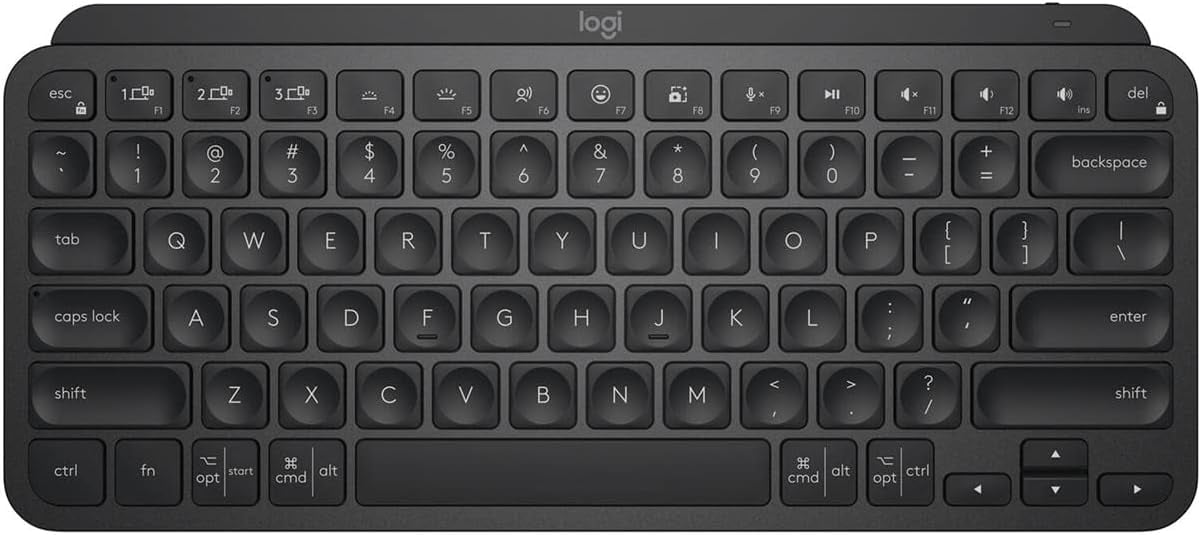 Logitech MX Keys Mini Minimalist Wireless Illuminated Keyboard, Compact, Bluetooth, Backlit, USB-C, Metal Build, Black