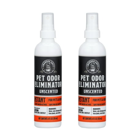 Grandpa Gus s Natural Instant Pet Odor Eliminator  Ready-to-Use Spray  Removes Strong Odor and Smell from Small Animal  Dog & Cat  Home  Carpet & Furniture  4 fl oz (Pack of 2)