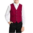 thumbnail image 2 of Trikvn Boys Formal Dress Vest Classic V-Neck Suit Waistcoat for Kids Wedding Party Ring Bearer Outfit Sleeveless Button Down Dressy Tuxedo Vests with Pockets, 2 of 9
