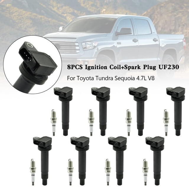 8 Uds bobina de encendido + bujía UF230 para Toyota Tundra Sequoia 4.7L V8