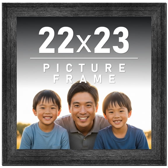 22x23 Frame Black Rustic Barnwood Solid Wood Picture Frame | 1.5 Inch Moulding Width | Includes UV
