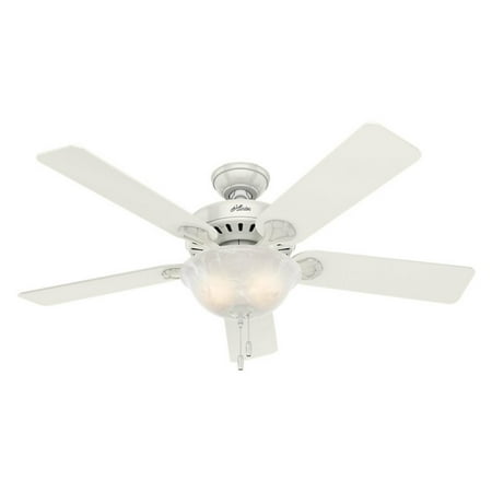 Hunter Indoor Ceiling Fan with light and pull chain control - Pro's Best 52 inch, White, (Best Fan Control Program)