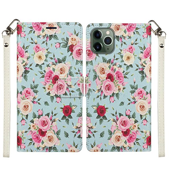 Bemz Pocket Wallet Case Compatible with iPhone 12 Pro Max (With Touch Tool) - Sky Blue Floral