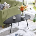 thumbnail image 2 of Modern Coffee Table White Coffee Tables for Small Space Unique Simple Oval Center Table for Living Room Home Office Easy Assembly 22.2" D x 42.5" W x 17.1" H, 2 of 17