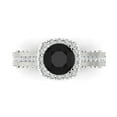 thumbnail image 2 of 2.7ct round cut black natural onyx 14k white gold halo Bridal Wedding Engagement Promise Anniversary Ring for Women size 5.25, 2 of 7