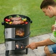 thumbnail image 6 of Master Cook Vertical 16" Steel Charcoal Smoker Grill, Heavy Duty 4 in 1 Fire Pit with built-in Thermometer & Adjustable Vent System Black, 6 of 12
