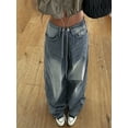 thumbnail image 6 of Biezeib Women Fashion Wide-Leg Jeans Gradient Loose Denim Pants Autumn Casual Ruched High Waist Trousers, 6 of 6