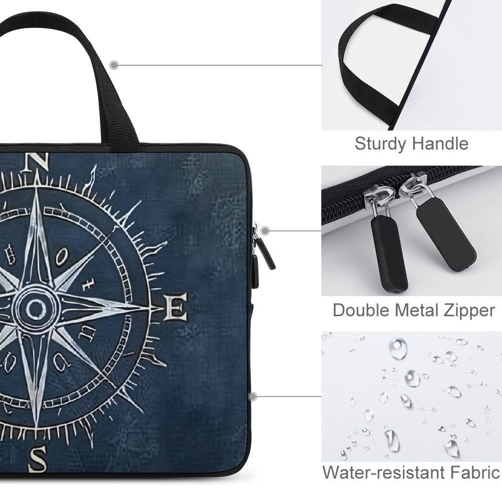 Jrxy Compass Symbolism Vintage Laptop Handle Bag Diving Fabric Soft Carry Case Travel (Idea) 15inch