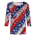 thumbnail image 3 of qolati 4Th of July Shirts for Women American Flag Patriotic 3/4 Sleeve Plus Size T Shirt Independence Day Crewneck Hawaiian Beach Cute Tops, 3 of 4