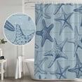 thumbnail image 5 of Navy Blue Starfish Shower Curtain, Waterproof Shower Curtains for Bathroom, Coastal Ocean Summer Sea Nautical Washable Fabric Bathtub Curtain Set Bath Decor with 12 Hooks Extra Long 72"x96", 5 of 8