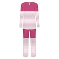 thumbnail image 5 of Cavosen Womens Sleepwear Two Piece with Pocket 2 Piece Pajamas Sets Long Pants Long Sleeve Sleepshirts Pjs Pleated Striped Nightwear Lightweight Soft Homewear Fall Winter Clothes, 5 of 6