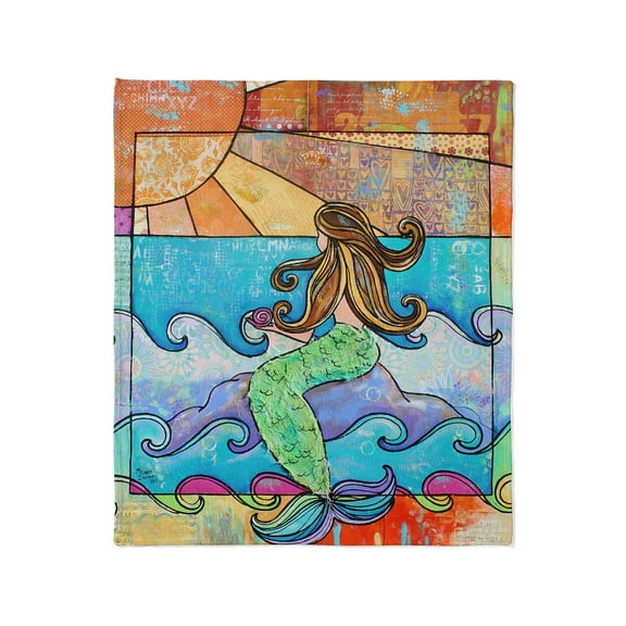 CafePress - Colorful Mermaid At Sunset Beach Throw Blanket - Soft Fleece Throw Blanket, 50"x60" Stadium Blanket