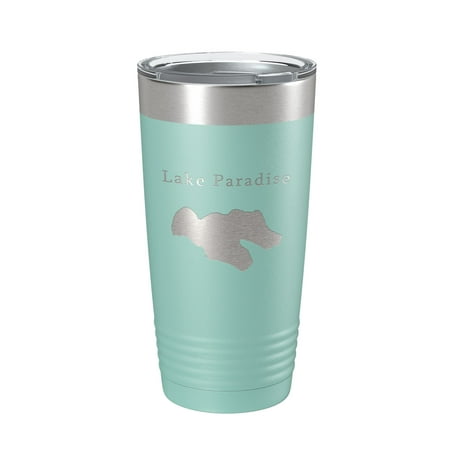 

Lake Paradise Map Tumbler Travel Mug Insulated Laser Engraved Coffee Cup Michigan 20 oz Teal