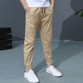 thumbnail image 2 of KPOPLK Boy's Cargo Joggers Pants Youth Quick Dry Hiking Lightweight Pants for Sports Outdoor with Pockets Size 6-7 Years,Khaki, 2 of 8