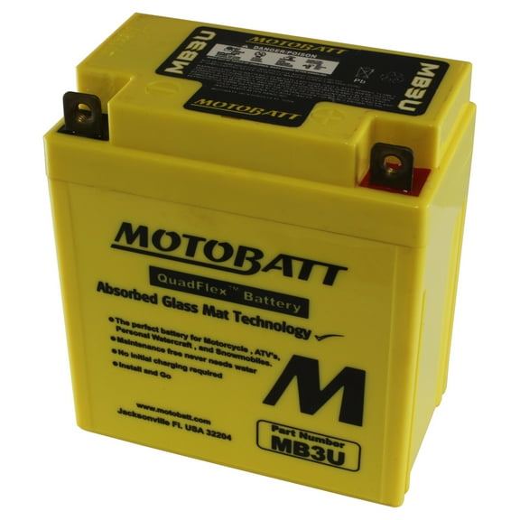 MotoBatt MB3U (12V 3.8 Amp) 40CCA Factory Activated QuadFlex AGM Battery