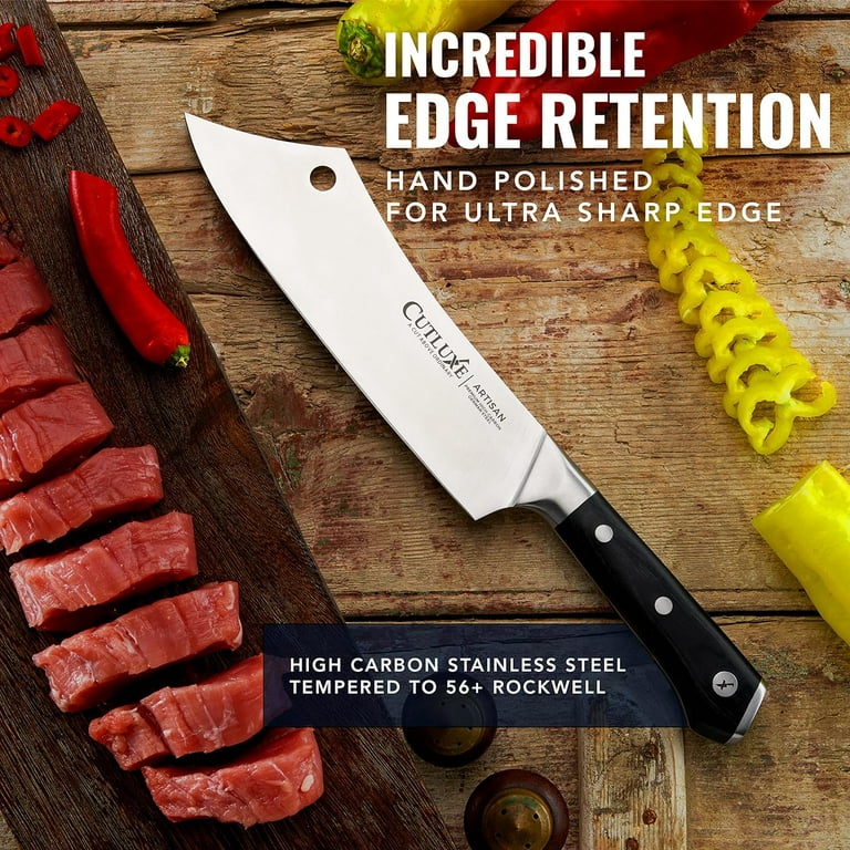 CUTLUXE Chef & Cleaver Hybrid Knife - 8 Razor Sharp Kitchen Knife – Full  Tang & Ergonomic Handle Design – Artisan Series