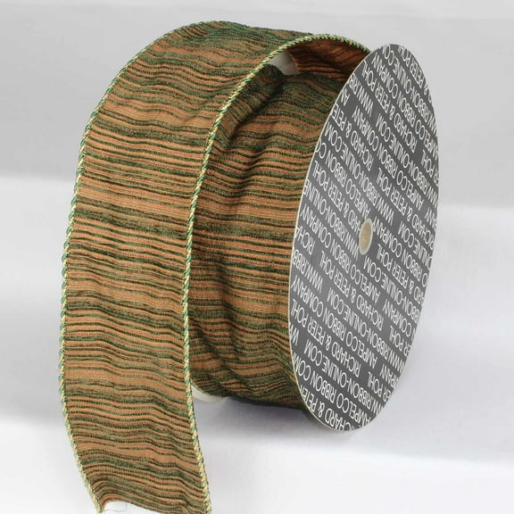 The Ribbon People Green and Gold Querstreifen Decorative Wired Craft Ribbon 4" x 20 Yards