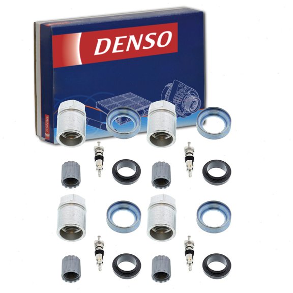 4 pc DENSO TPMS Sensor Service Kits compatible with Nissan Pathfinder 2013-2017 - 433.92 Mhz