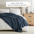 thumbnail image 5 of Noble Linens 100% Cotton Waffle Texture Bed Blanket, Navy, Full/Queen, 5 of 12