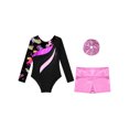 thumbnail image 5 of TiaoBug Kids Girls Gymnastic Dance Outfits Long Sleeve Leotard Workout Bodysuit with Shorts Tumbling Tracksuit Pink 14, 5 of 7