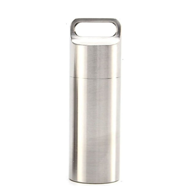Étui en Acier Inoxydable Porte-Clés Scellé Porte-Capsules Boîte Portable pour Hommes Femmes Poche Sac à Main